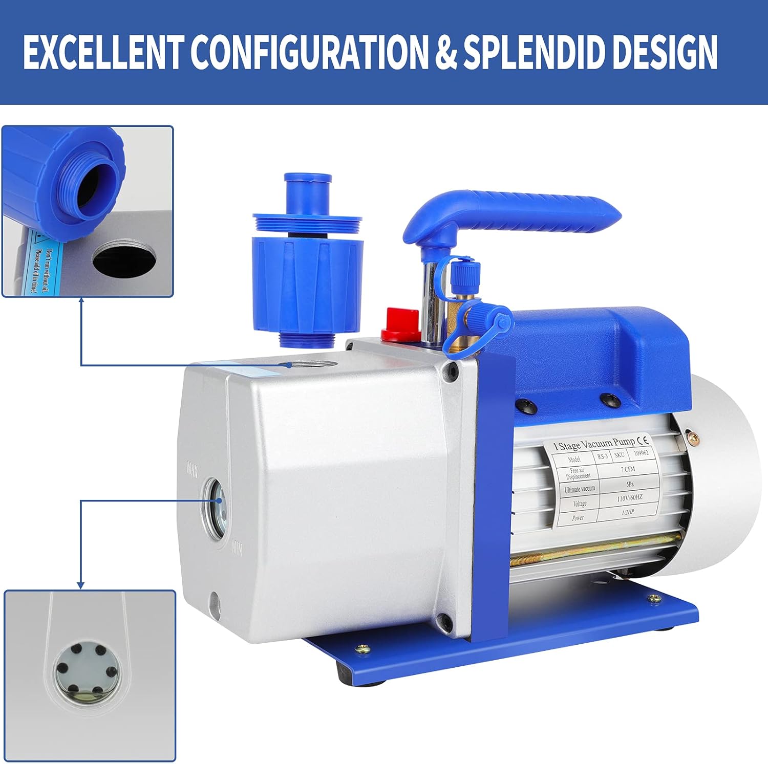 7 CFM Rotary Vane Vacuum Pump D690000