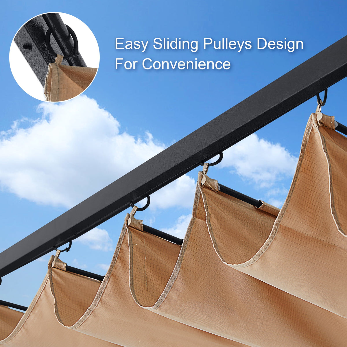 Beige 10x10 Retractable Shade Patio Gazebo Pergola P383488