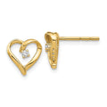 14k Yellow Gold Diamond Heart Stud Earrings P78535