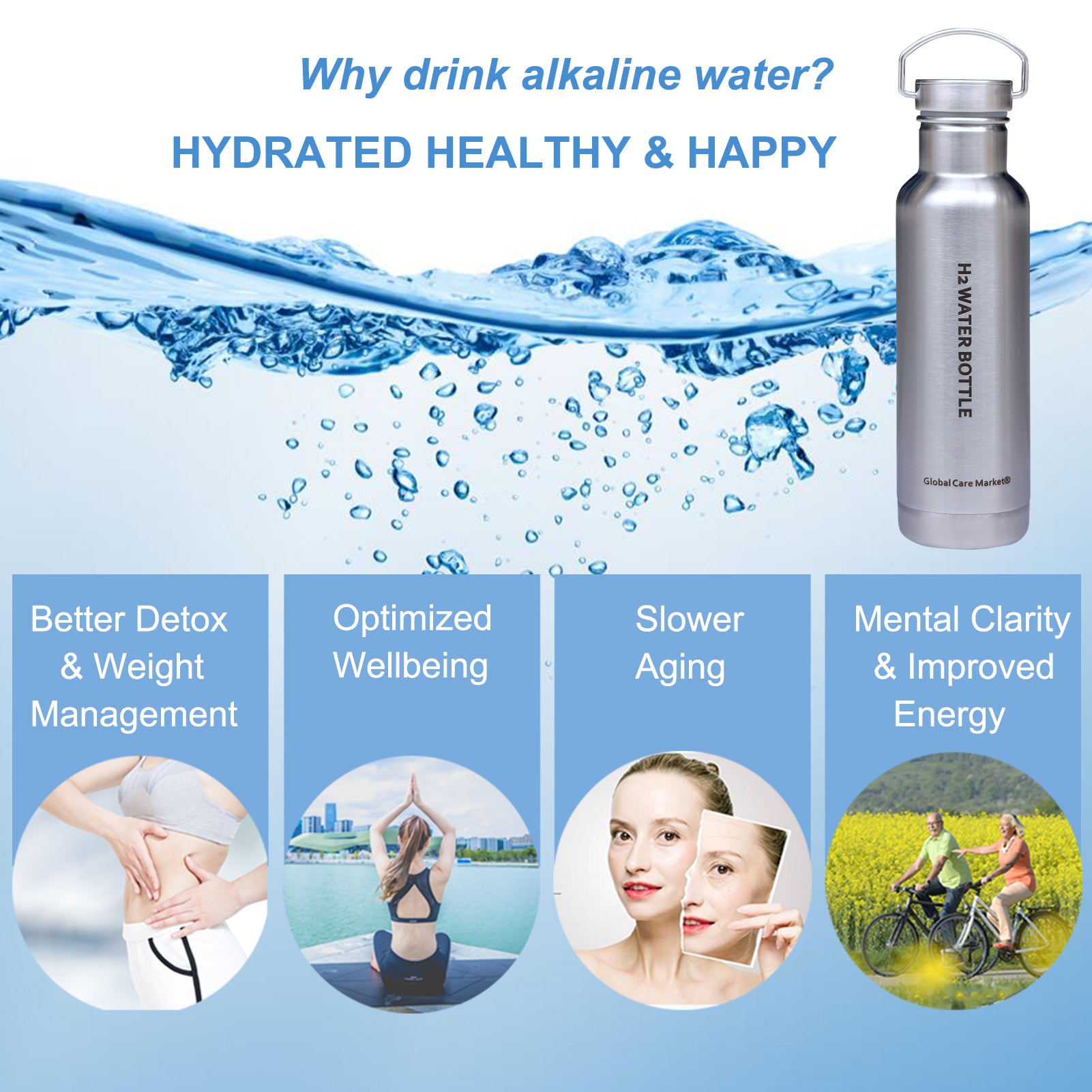 Insulated Stainless Steel Hydrogen Water Bottle with Filter K189