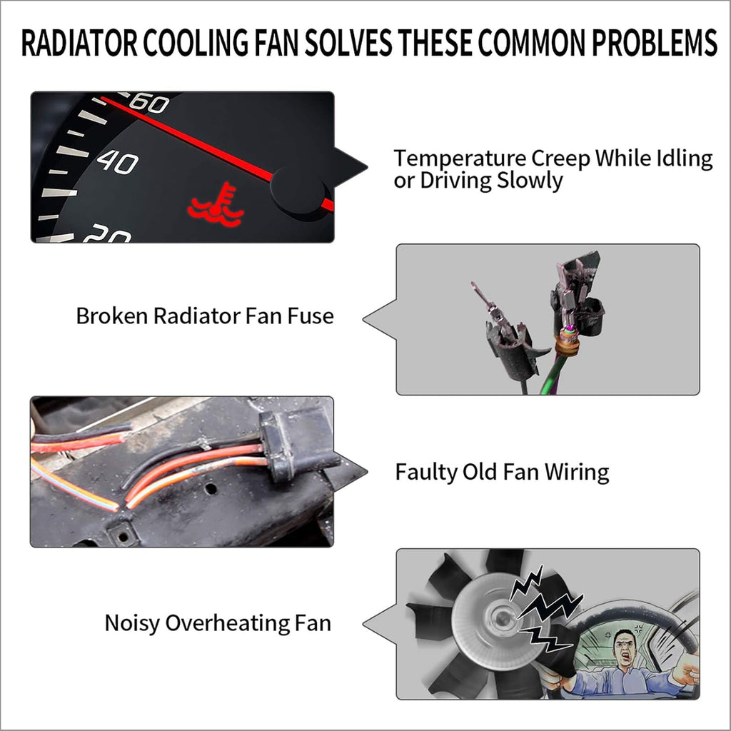 Reversible 10 Inch Electric Radiator Cooling Fan with Mounting Kit 1350 CFM 12 Volts Pack of 2 A993