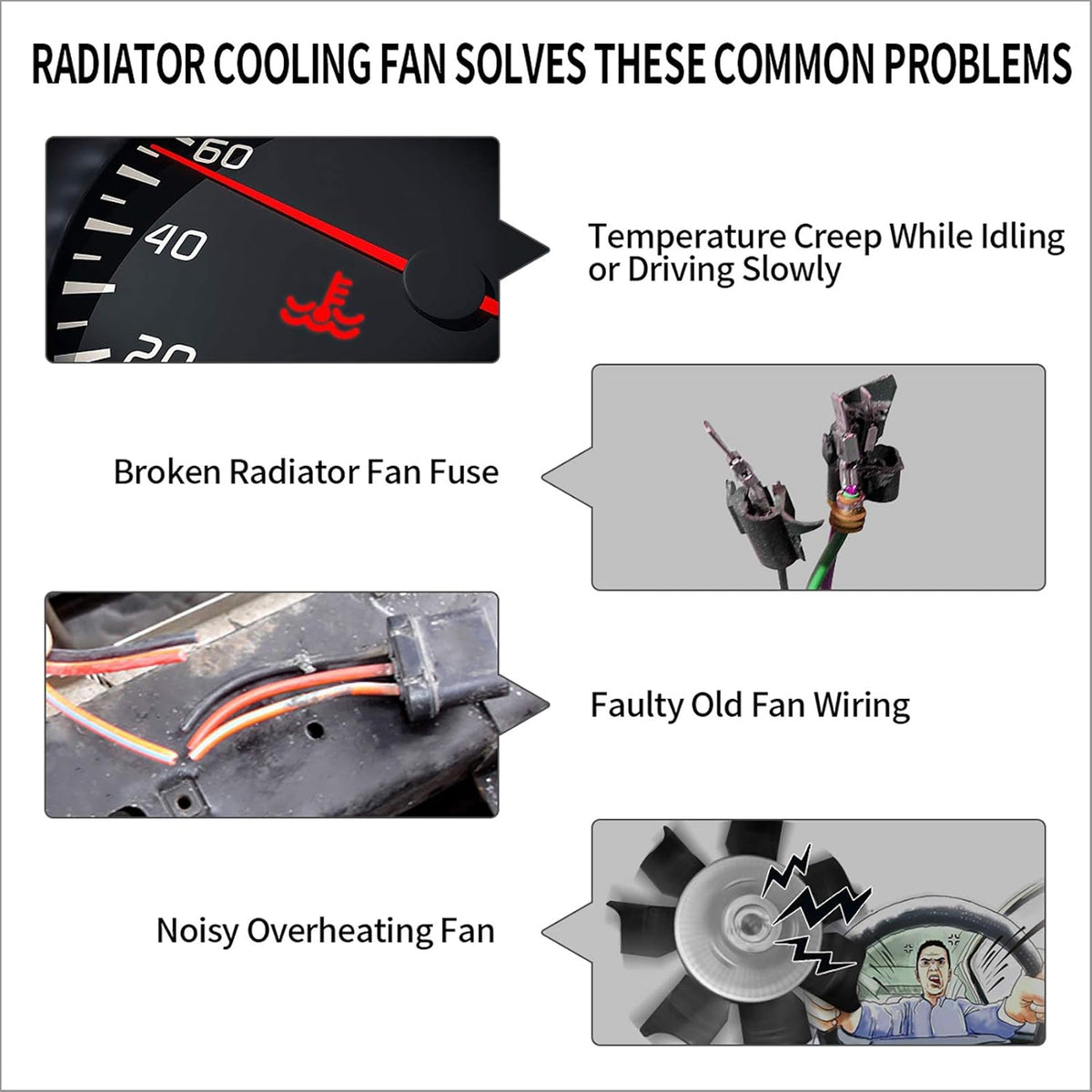 Reversible 10 Inch Electric Radiator Cooling Fan with Mounting Kit 1350 CFM 12 Volts Pack of 2 A993