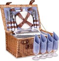 Picnic Basket for 2 with Insulated Liner, Grey Stripes E965393