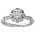 10K White Gold Diamond Halo Engagement Ring Size 5 L1079