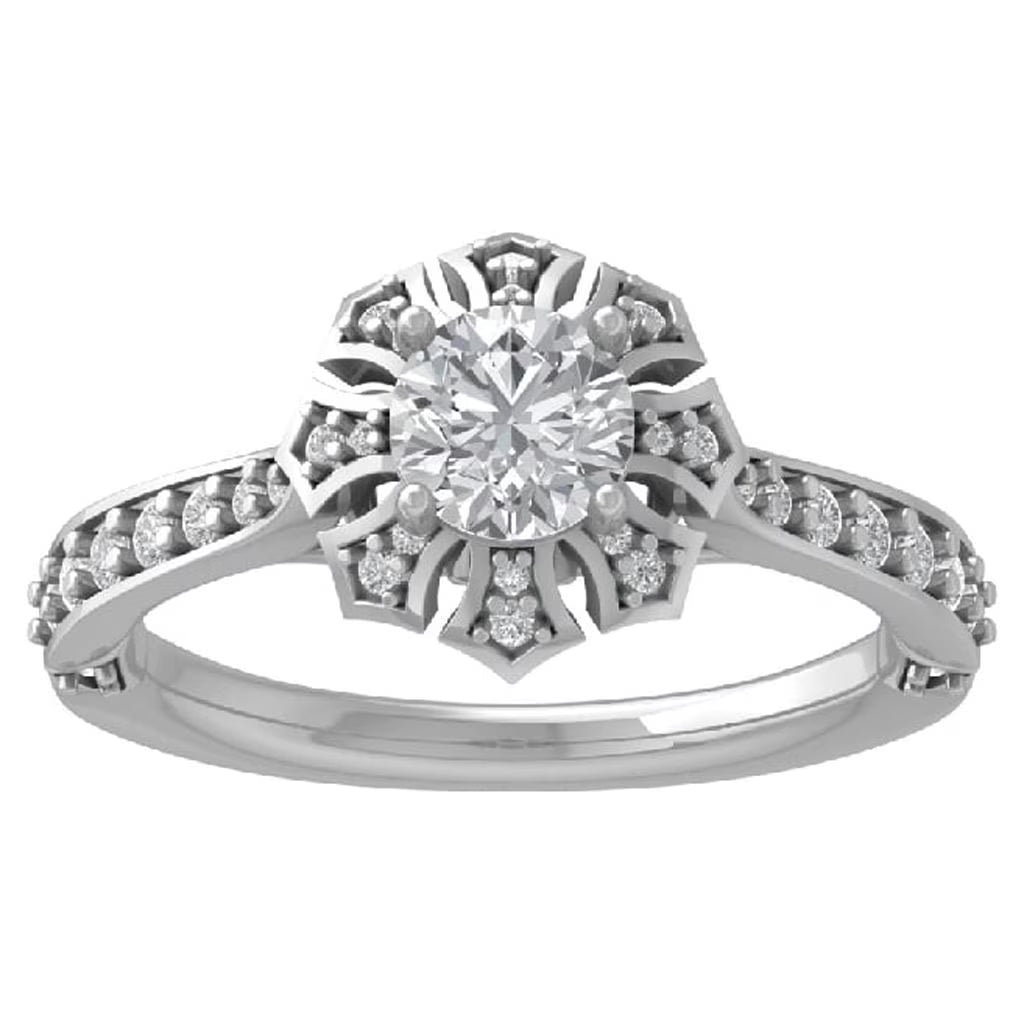10K White Gold Diamond Halo Engagement Ring Size 5 L1079