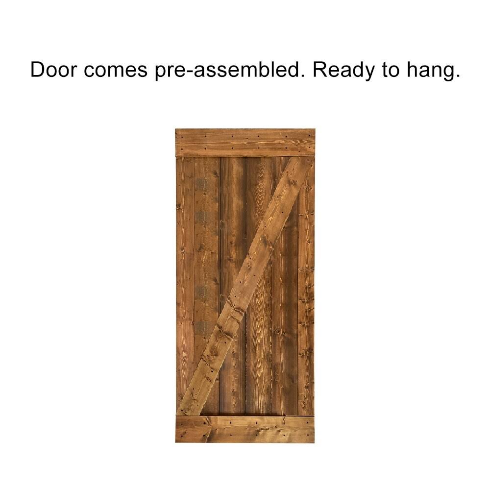 White Stained Wood Interior Sliding Barn Door with Hardware Kit B1554