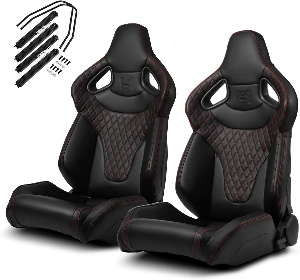 Black PVC Racing Seats with Slider L711