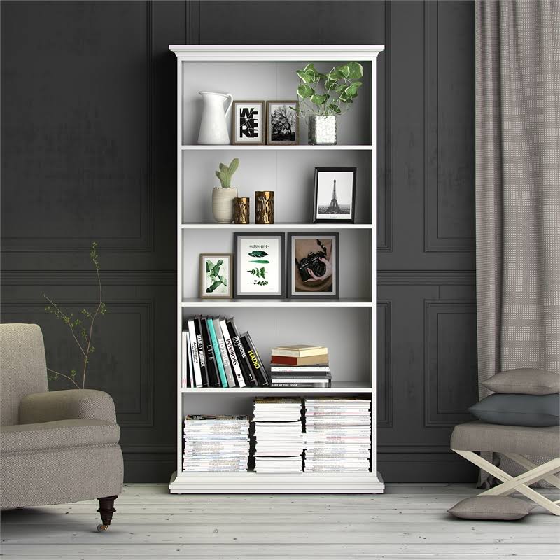 White 5 Shelf Bookcase T822