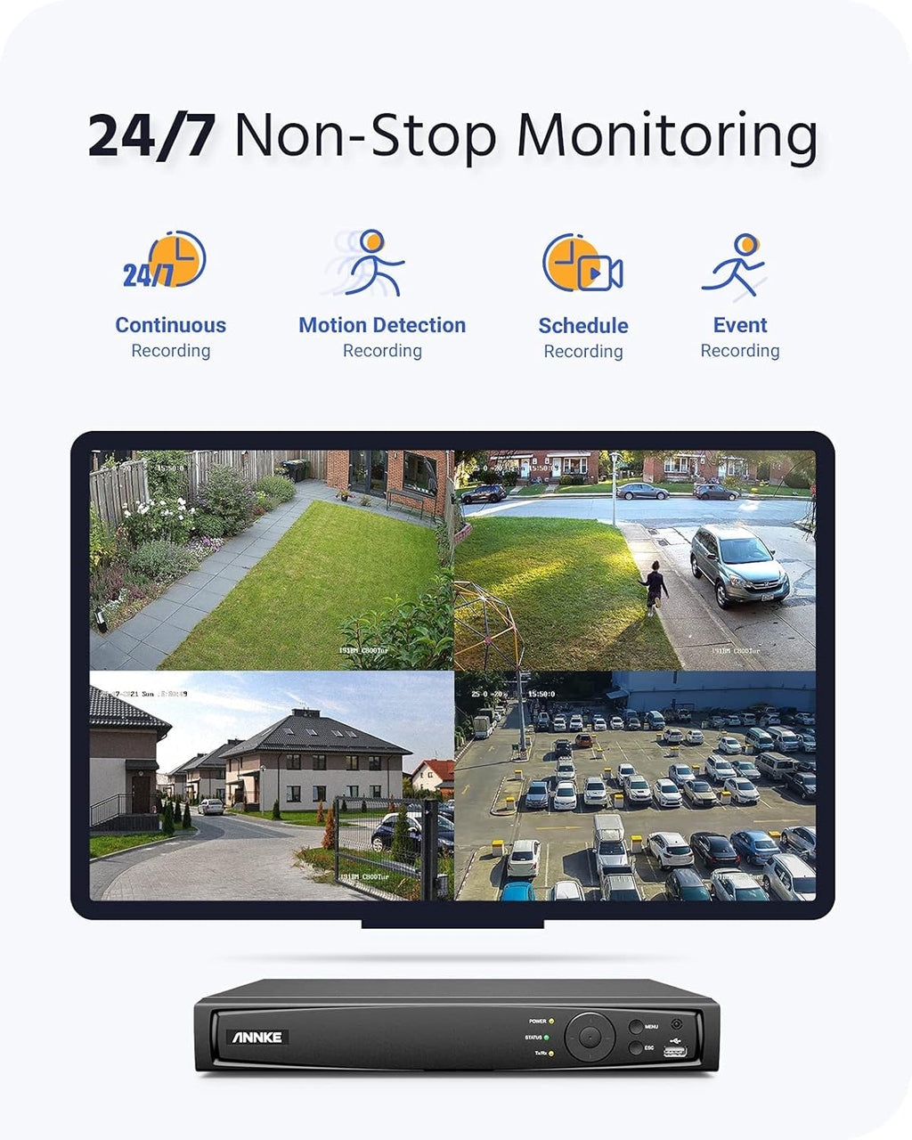 4K PoE Security Camera System with 8CH NVR, 2TB Hard Disk, 4pcs IP Cameras U838