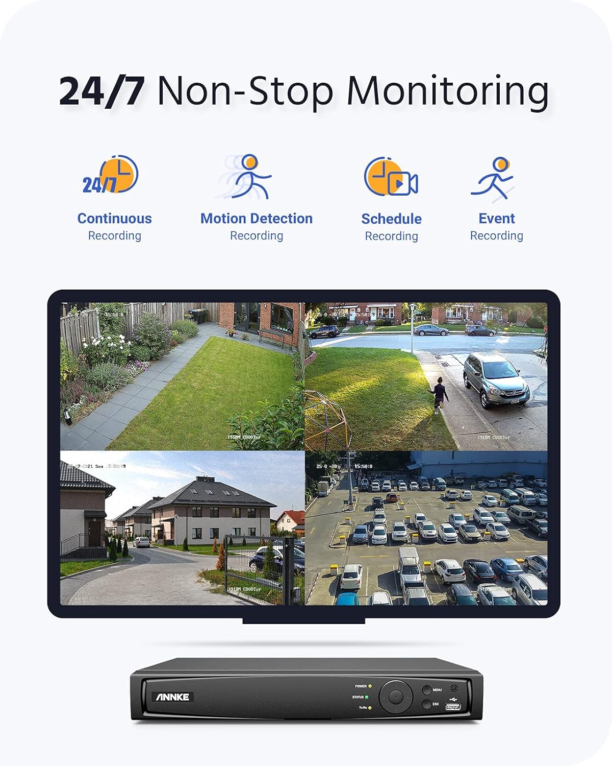 4K PoE Security Camera System with 8CH NVR, 2TB Hard Disk, 4pcs IP Cameras U838