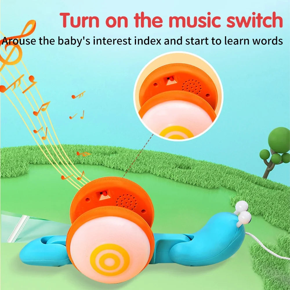 Colorful Light Music Push Pull Snail Toddler Toy T2184