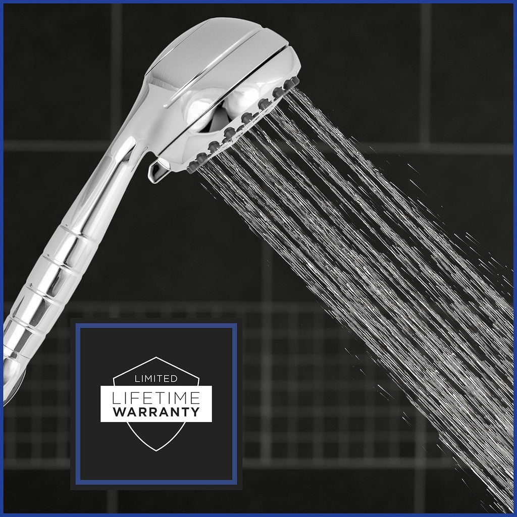 Chrome Hand Held Shower Head with 7 Spray Settings and 5' Hose, Chrome Shower Arm Diverter Pack of 2 L2398