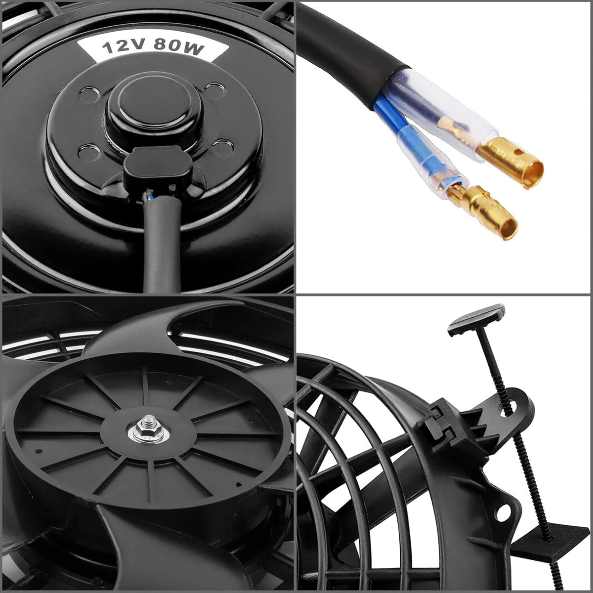 Reversible 10 Inch Electric Radiator Cooling Fan with Mounting Kit 1350 CFM 12 Volts Pack of 2 A993