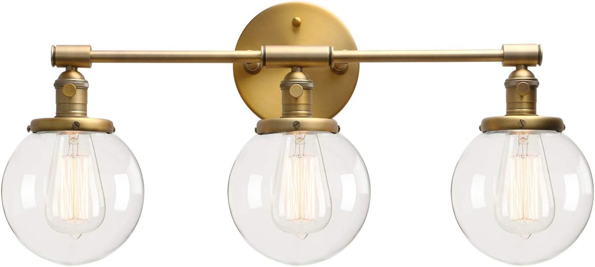 Black 3 Light Wall Sconce Light Fixture with Round Glass Canopy H3874