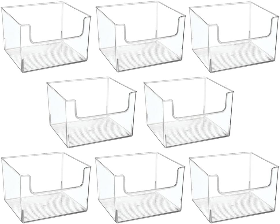 Clear 8 Pack Plastic Storage Organizer Bin Basket R57459