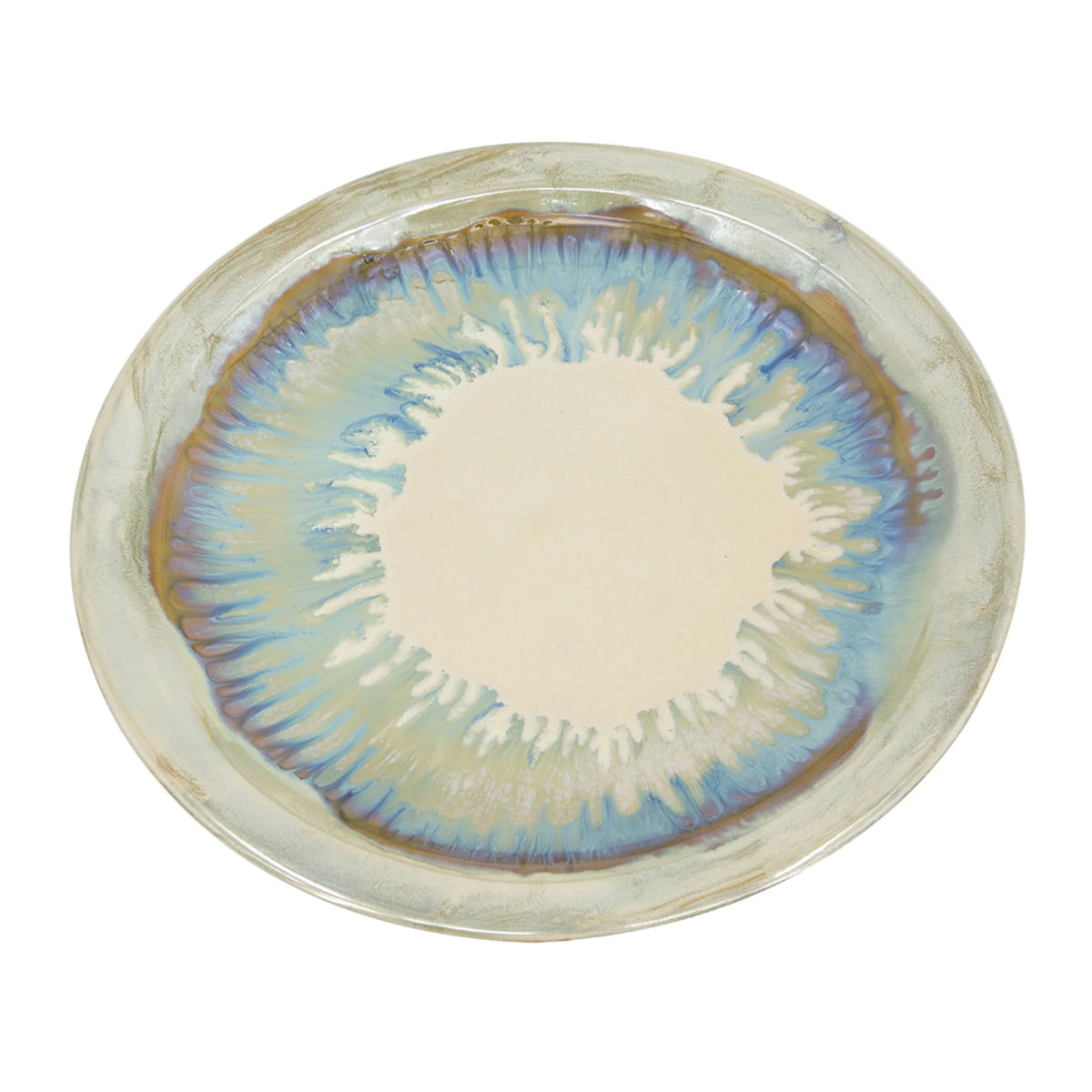 18" Blue and Beige Ceramic Charger with Stand E727