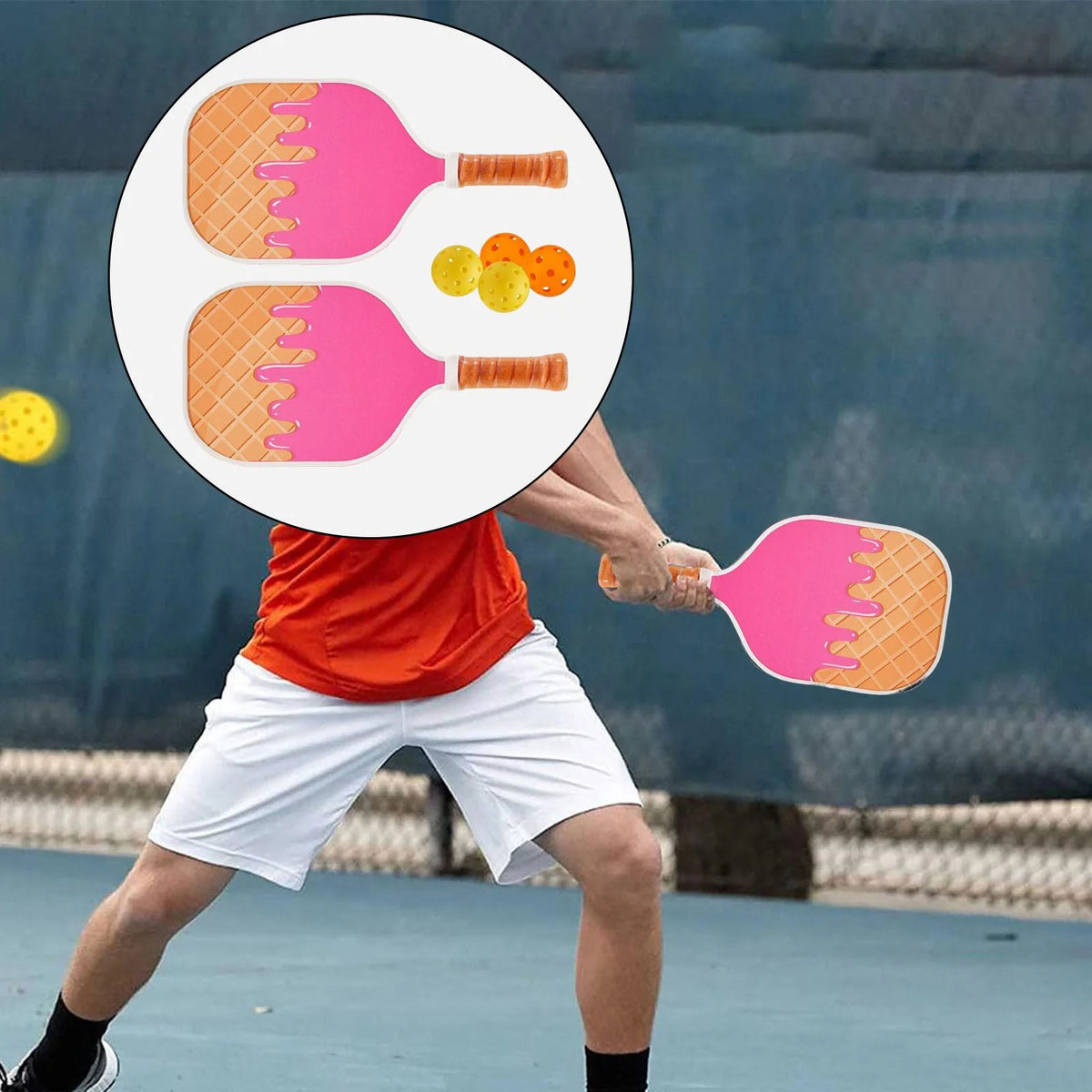 Pickleball Paddle Set with 4 Pickleballs Comfort Grips G15225