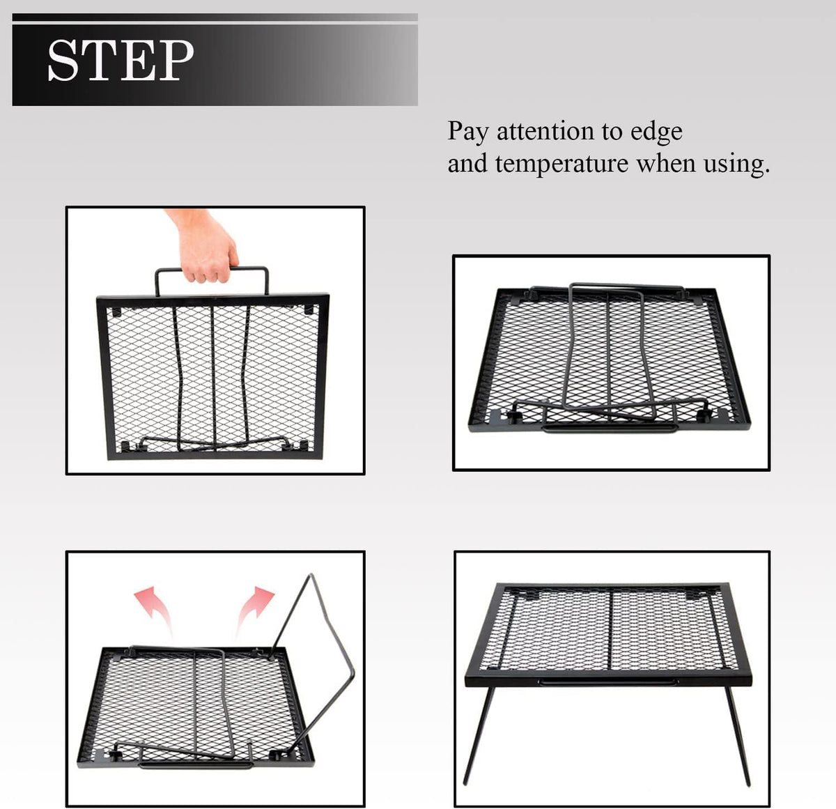 Folding Campfire Grill with Bag (17x12.6x10.2 in) B265