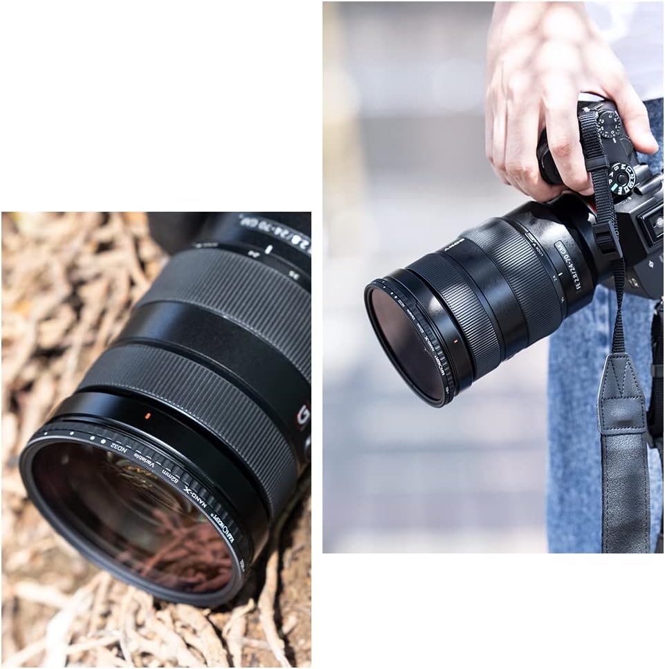 58mm Variable ND Filter ND2-ND32 Camera Lens Filter, 28 Multi-Layer Coatings, Pack of 2 J905
