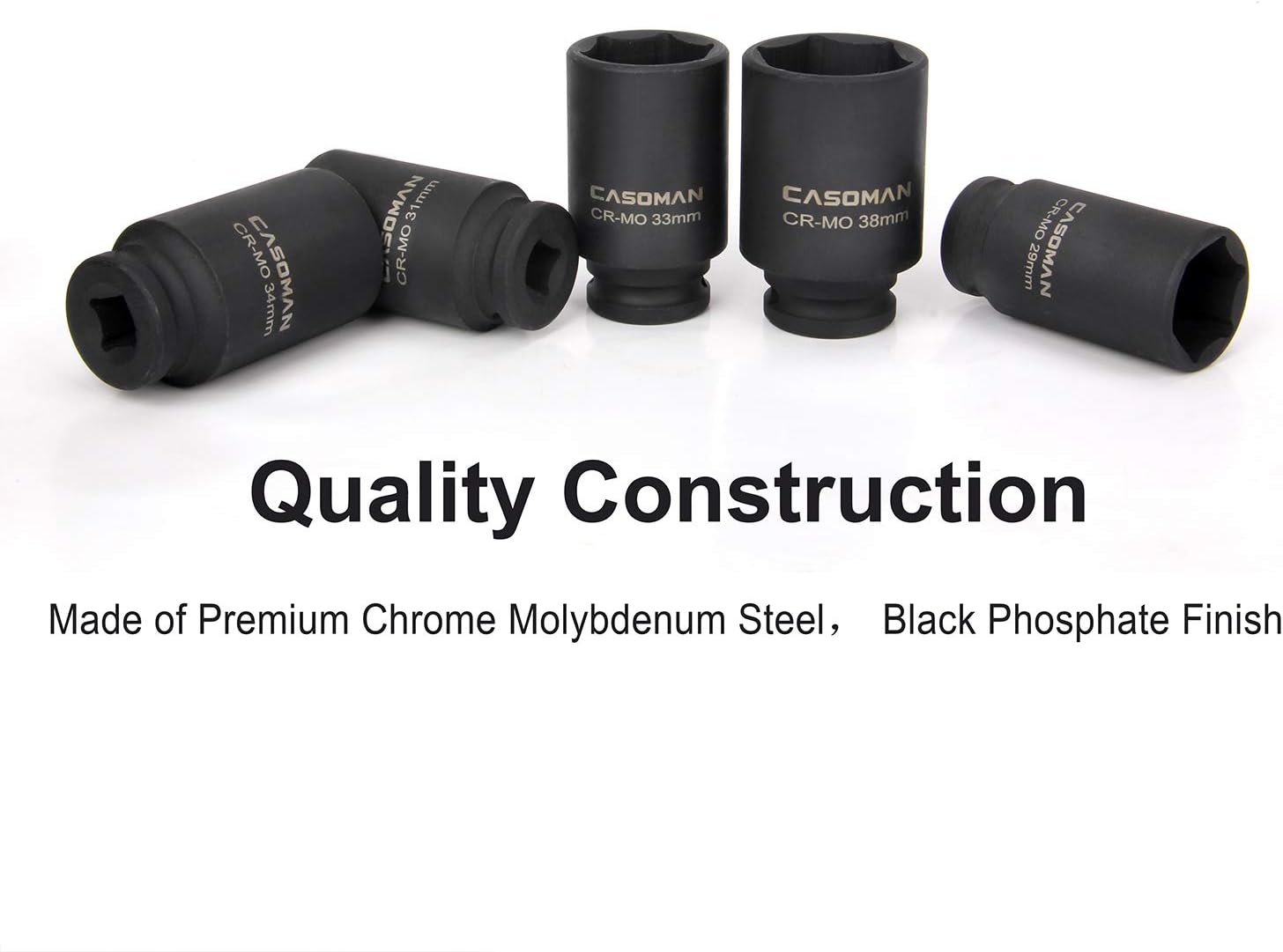1/2-Inch Drive Deep Impact Socket Set, 6 Point, CR-MO, Metric, 29mm-38mm, 9-Piece N6844