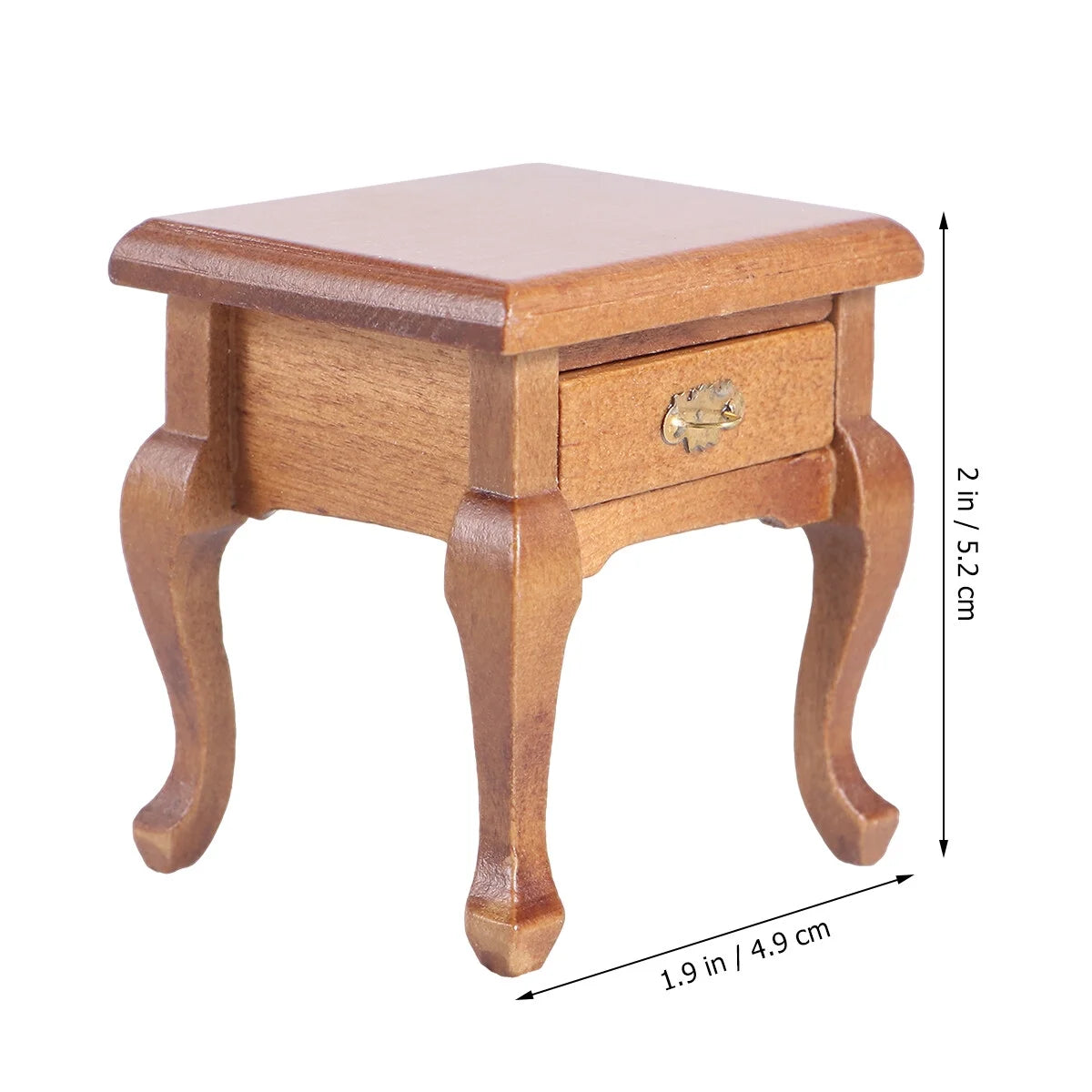 1:12 Walnut Color Wooden Bedside Table Miniature Furniture M2217