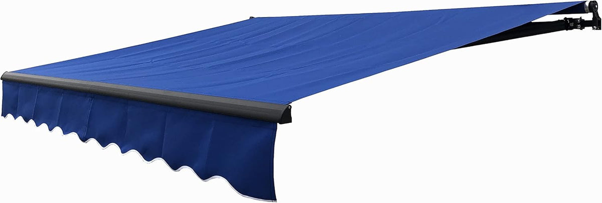 Red/White Stripes Retractable Motorized Patio Awning D509785