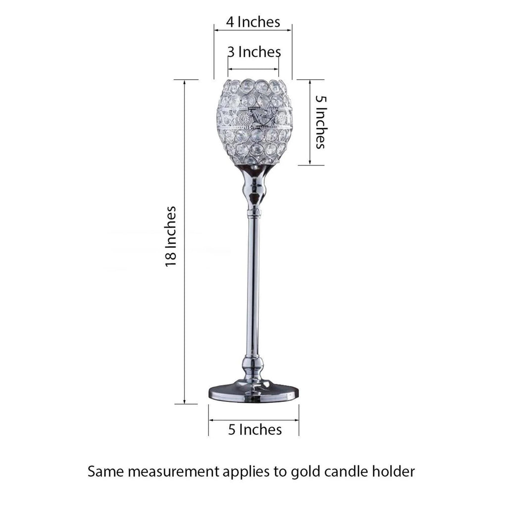 2 Rose Gold 18x22 Tall Faux Crystal Beaded Candle Holders N374