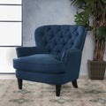 Dark Blue Tufted Fabric Club Accent Chair D11427