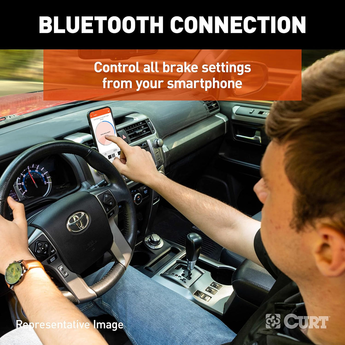 Electric Trailer Brake Controller with Bluetooth-Enabled Smartphone Connection U434596