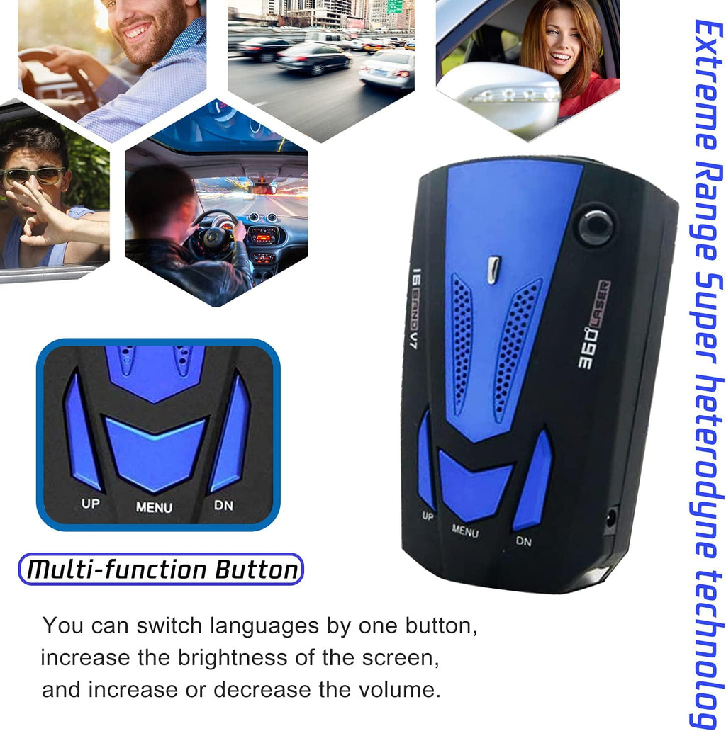 Blue LED Display Radar Detector with Voice Prompt Speed Alarm N435