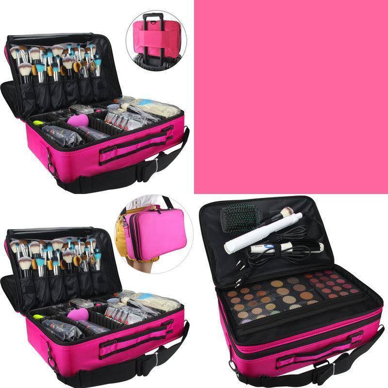 3 Layer Makeup Train Case Cosmetic Organizer Storage Brush Box C404079