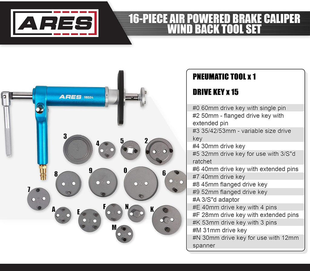 16-Piece Brake Caliper Wind Back Tool Set with Storage Case A466