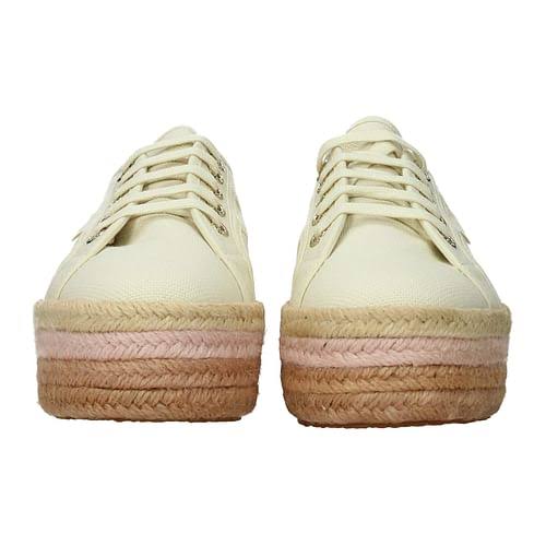 Light Sand Beige Canvas Rope Flatform Shoes W439