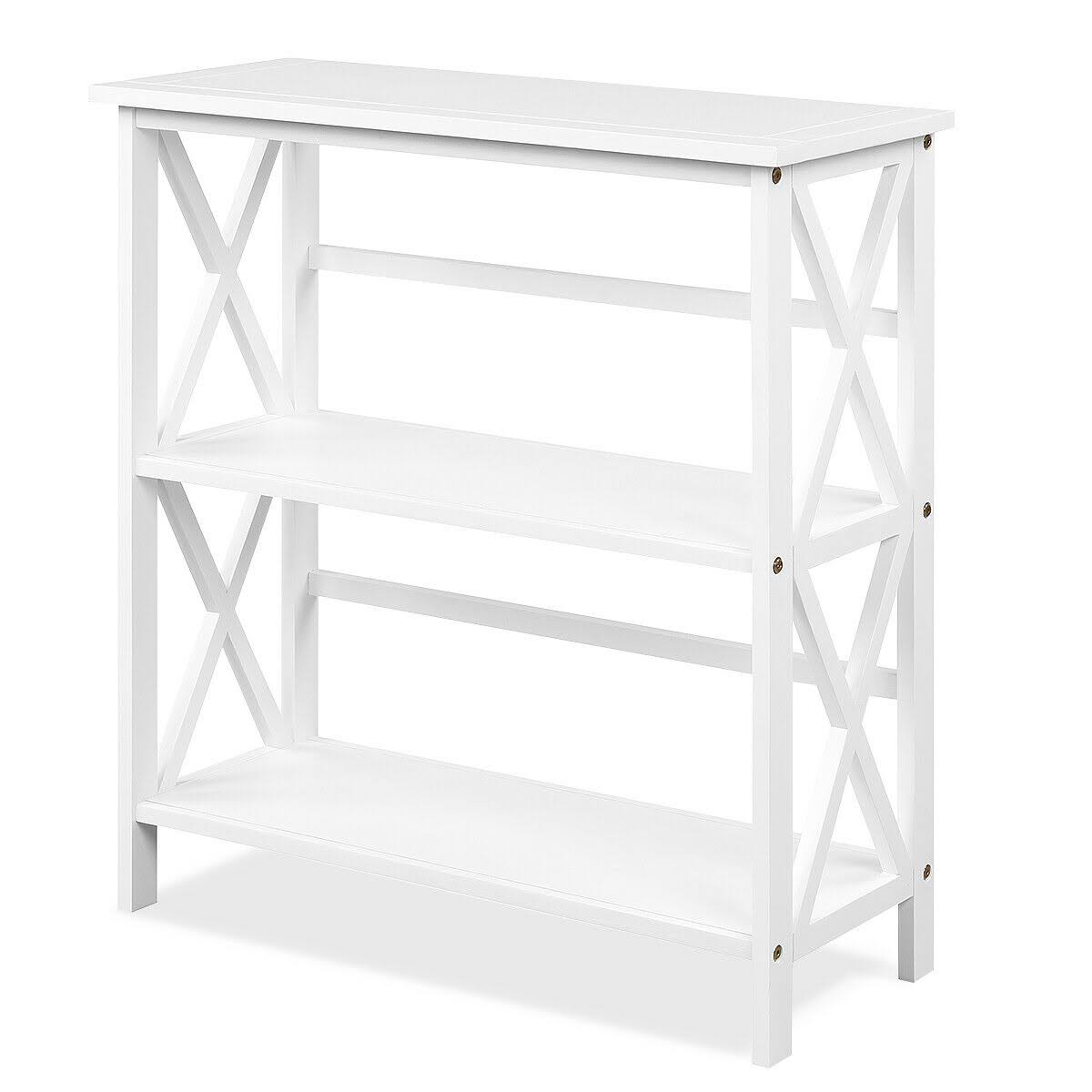 3-Tier White Wooden Open Shelf Bookcase Q54876
