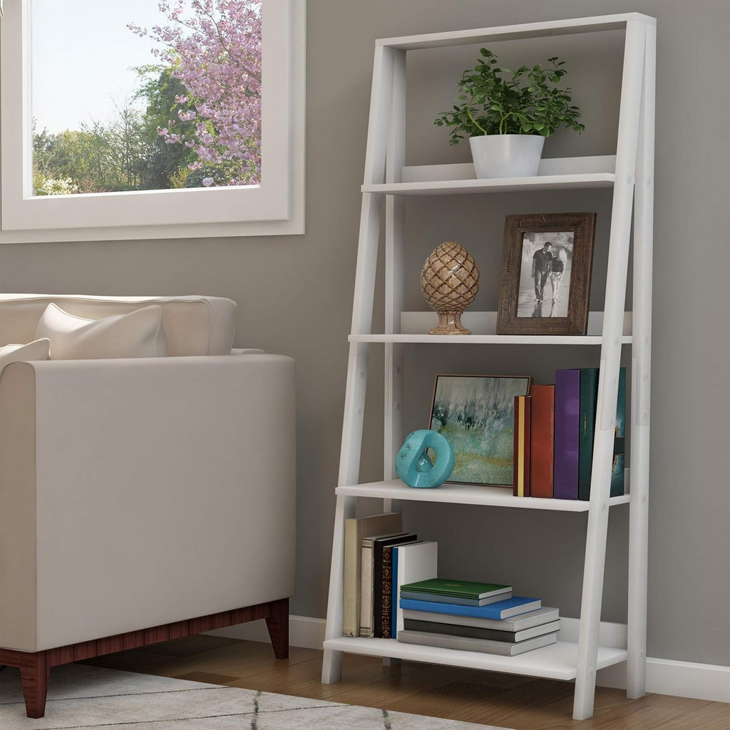 Gray Wooden Ladder Bookshelf S466