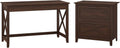 48W Writing Desk with 2 Drawer Lateral File Cabinet in Washed Gray V6094