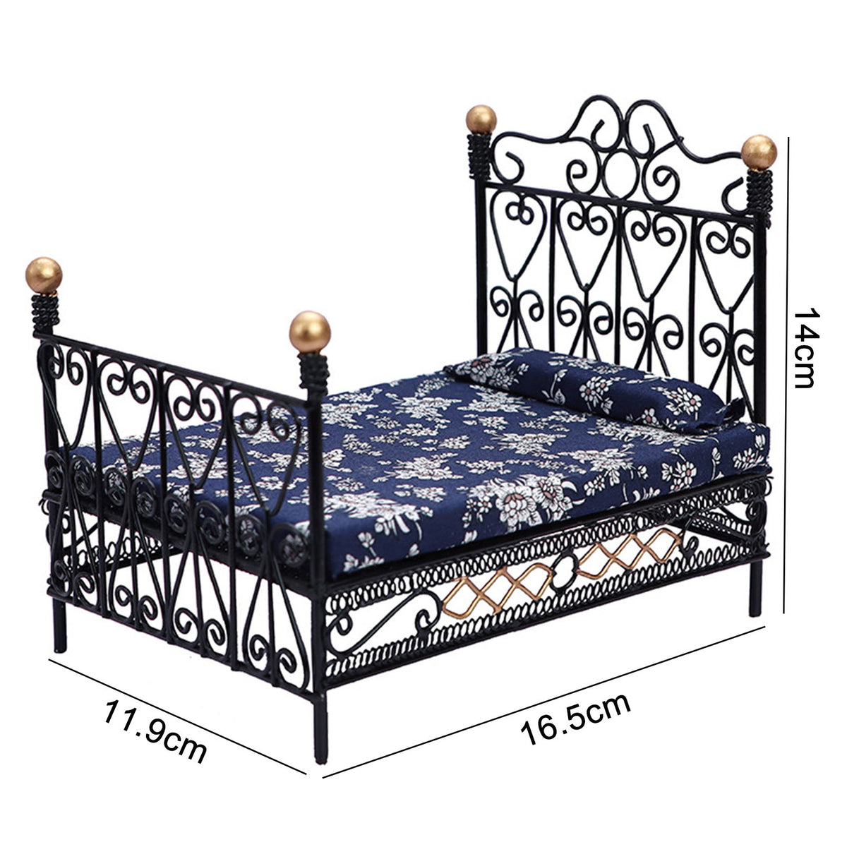 Compact Metal Dollhouse Bed P742