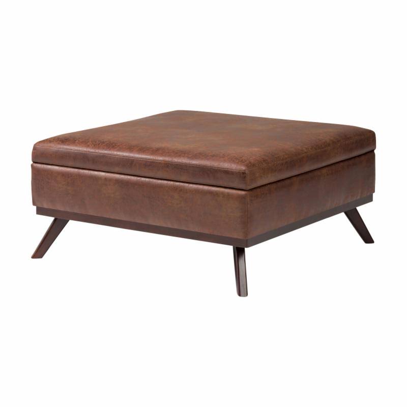 Midnight Black Square Storage Ottoman V83407