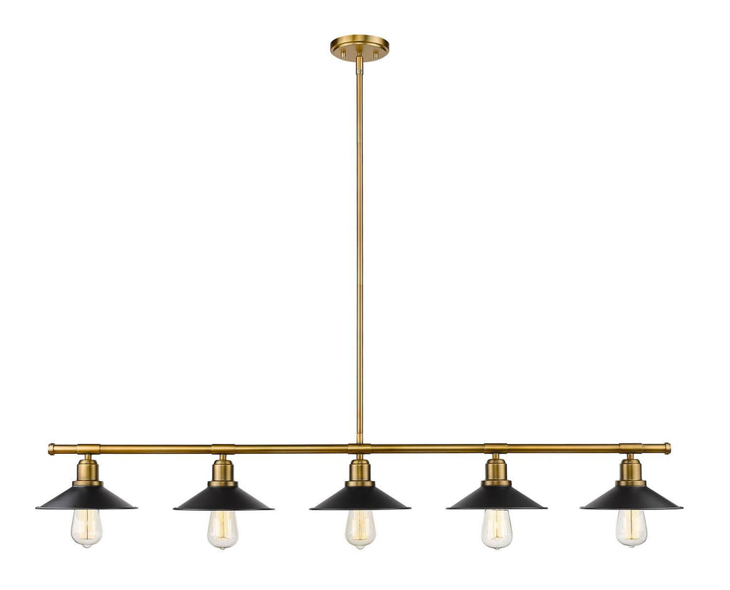 5 Light Island/Billiard in Factory Brass K1720