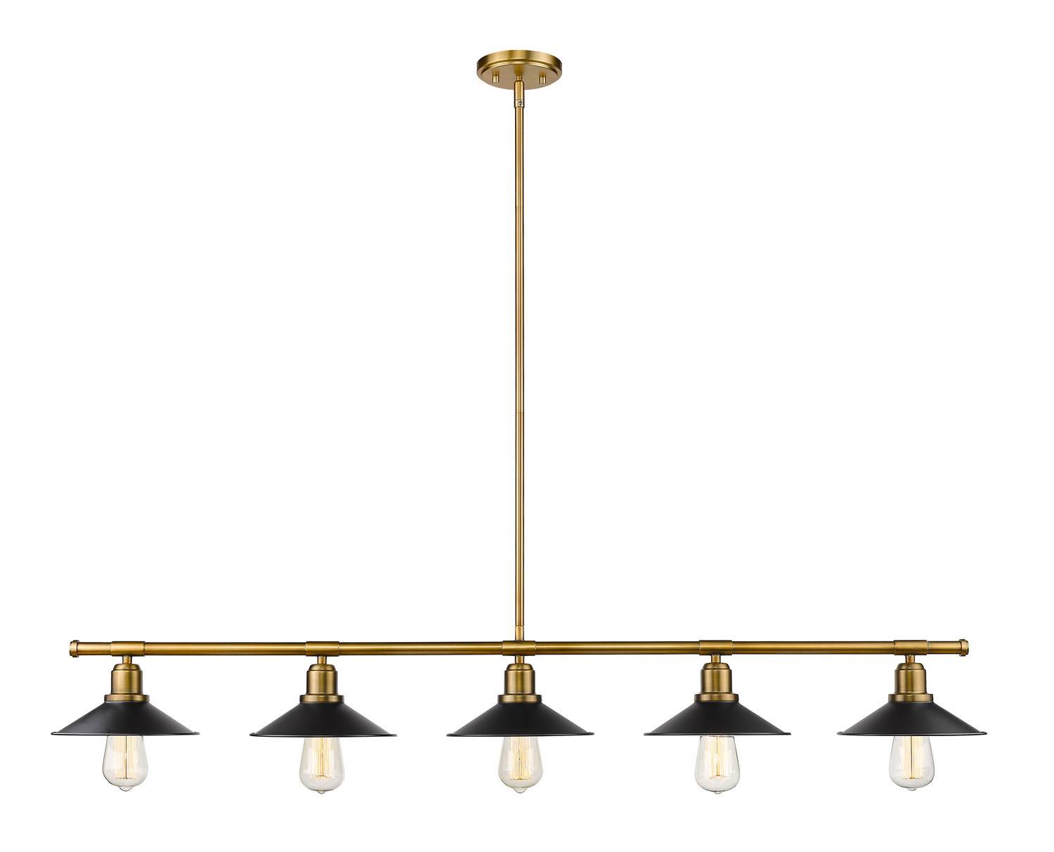 5 Light Island/Billiard in Factory Brass K1720