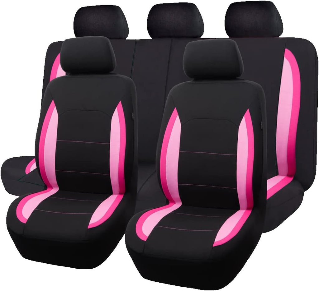 Black Purple Polyester Car Seat Covers Full Set Low Back Pack of 2 L938182