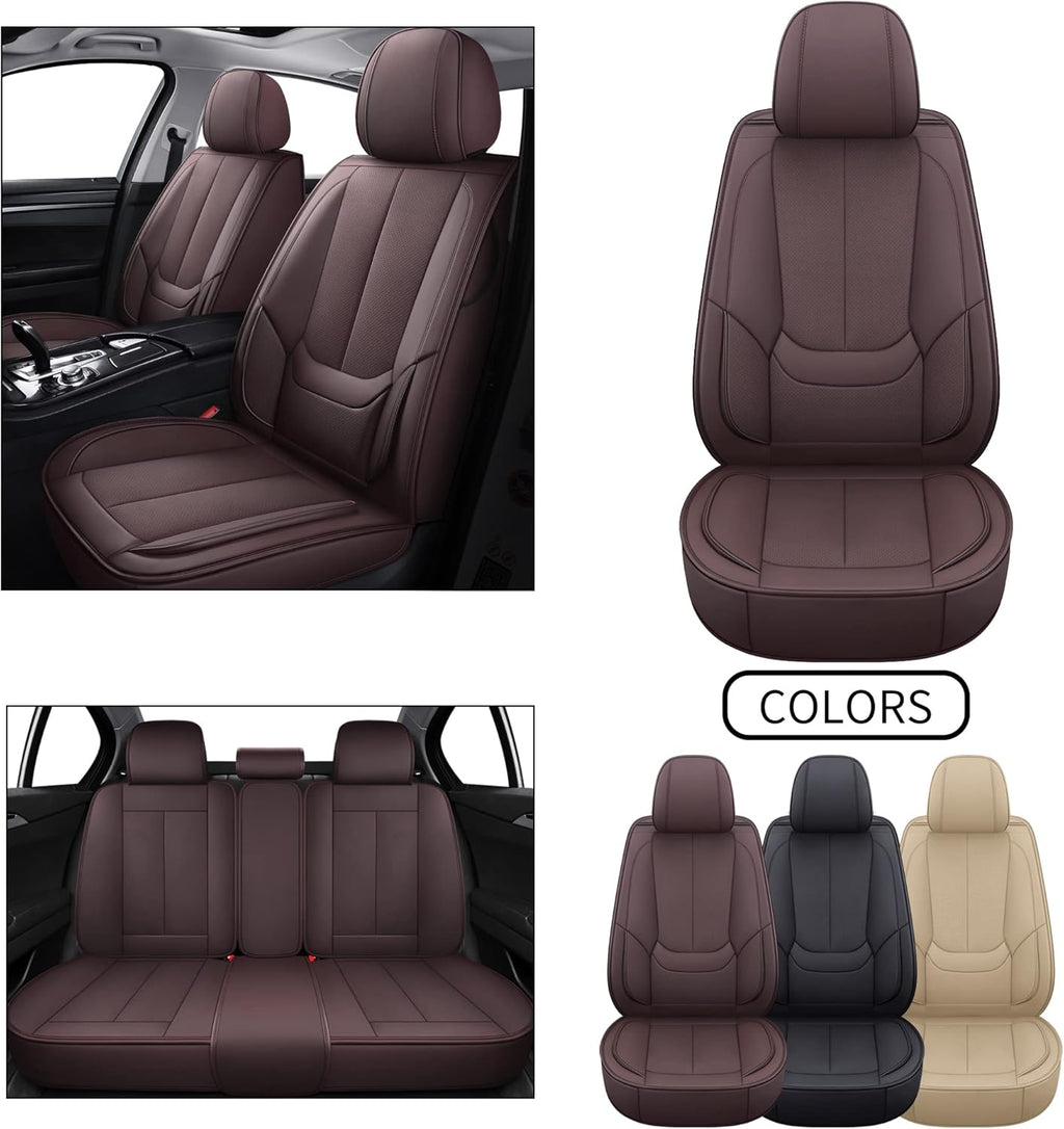 Black Faux Leather 5pcs Universal Seat Cover Set W276530