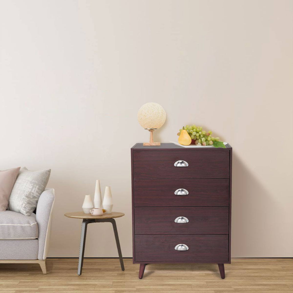 Brown 4 Drawer Nightstand Cabinet O537
