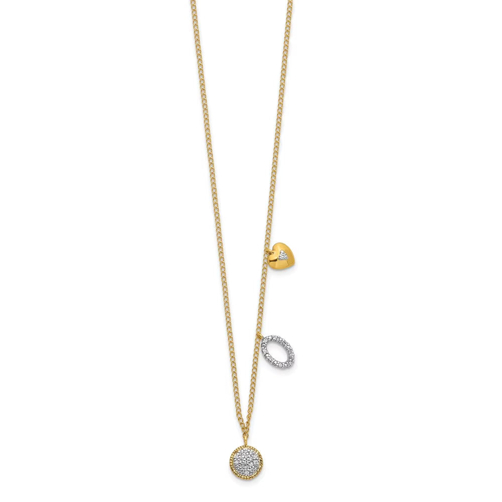 Real 14kt Yellow Gold Diamond Necklace 16.5 inch G5856