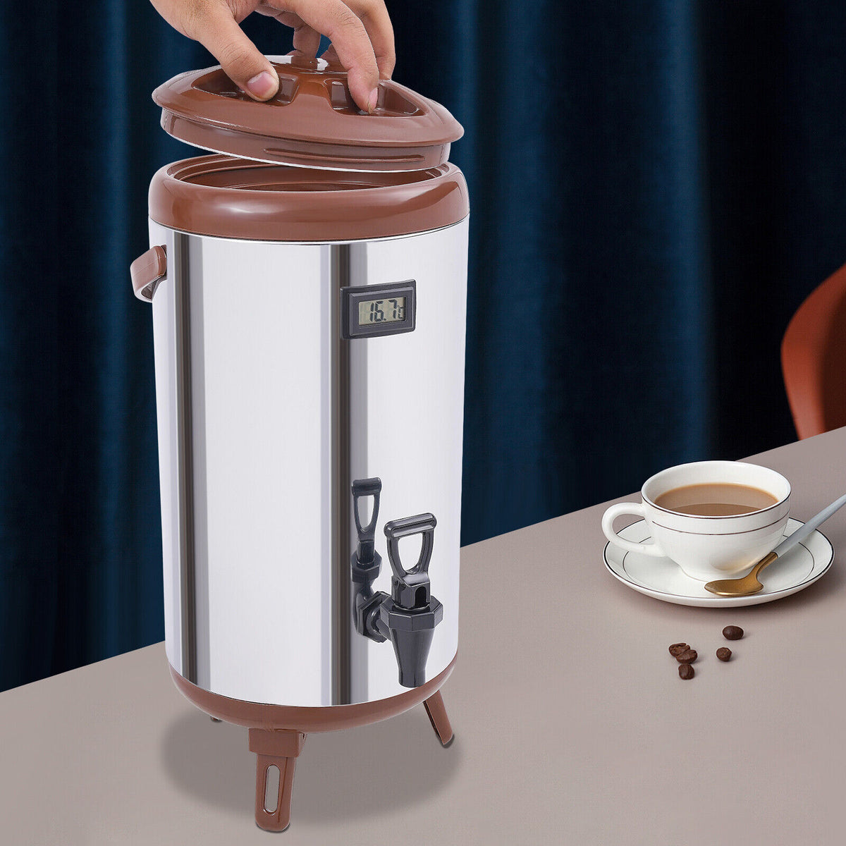 12L Stainless Steel Insulated Beverage Dispenser with Spigot E563334