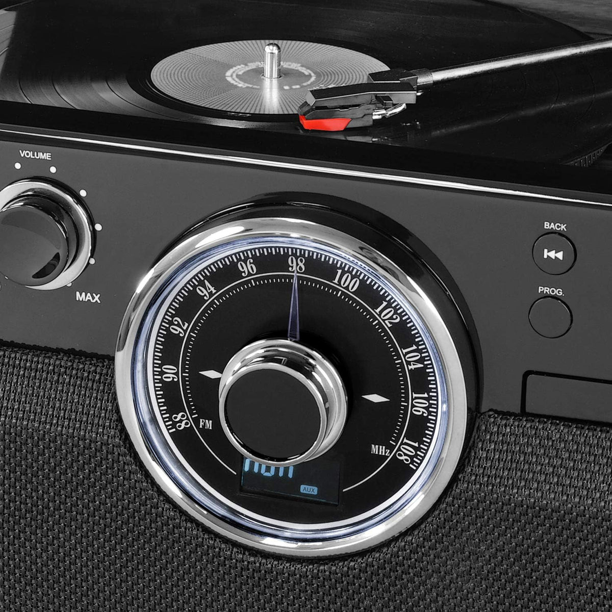 6-in-1 Wood Bluetooth Record Player with 3-Speed Turntable, CD, Cassette Player and Radio K507