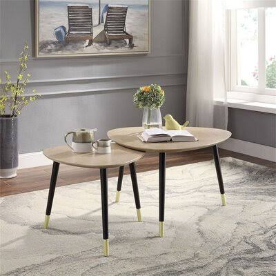 Natural & Black 2pc Pk Nesting Tables X6744