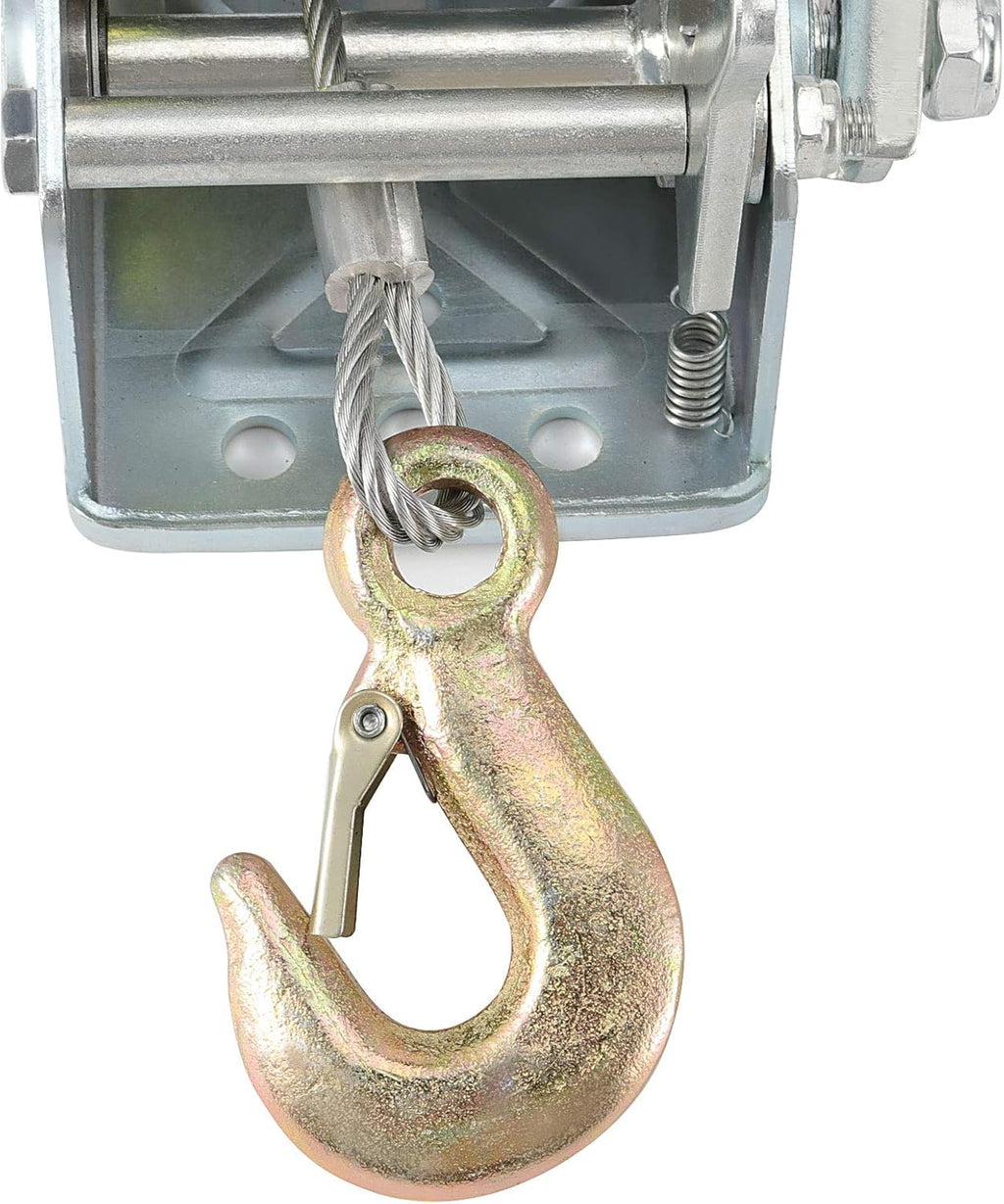 1600lbs Capacity Heavy Duty Hand Winch with 49FT Steel Cable, Pack of 2 C922