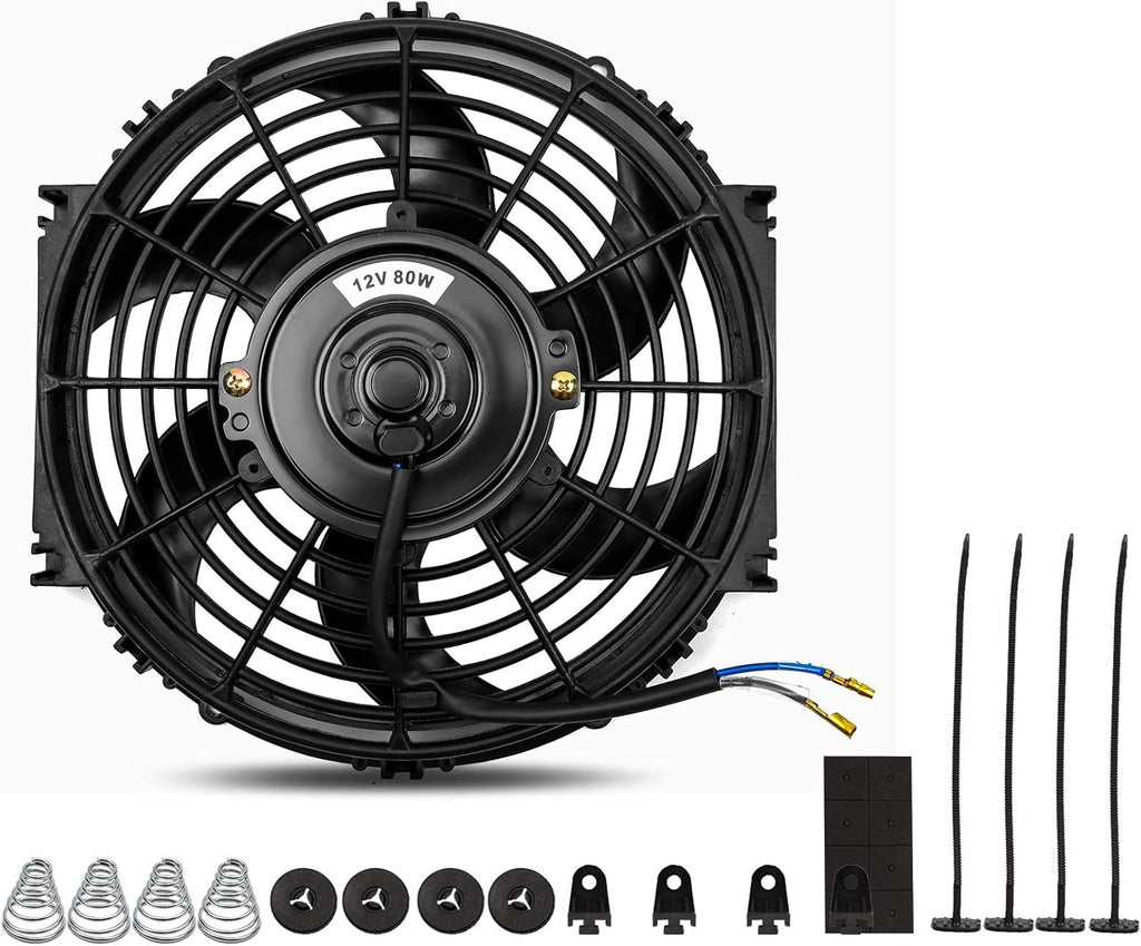 Reversible 10 Inch Electric Radiator Cooling Fan with Mounting Kit 1350 CFM 12 Volts Pack of 2 A993