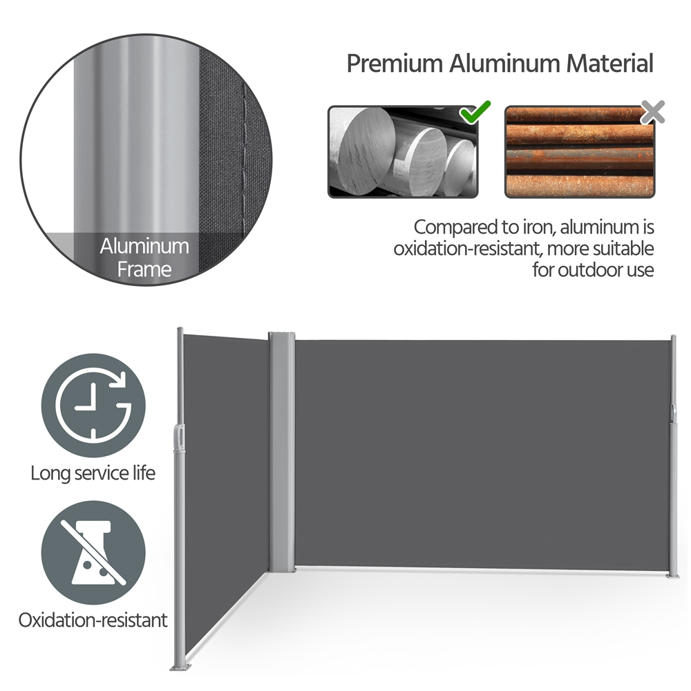 Dark Gray Retractable Screen Awning for Patio Garden K541